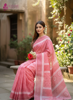 Half Silk Block Painted Shari