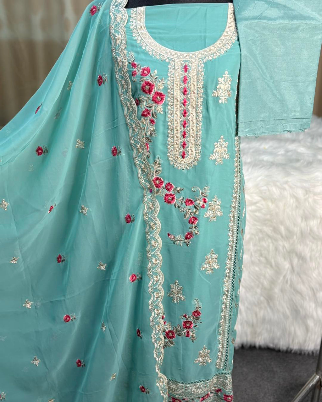 Chiffon Embroidered Collection (Blue)