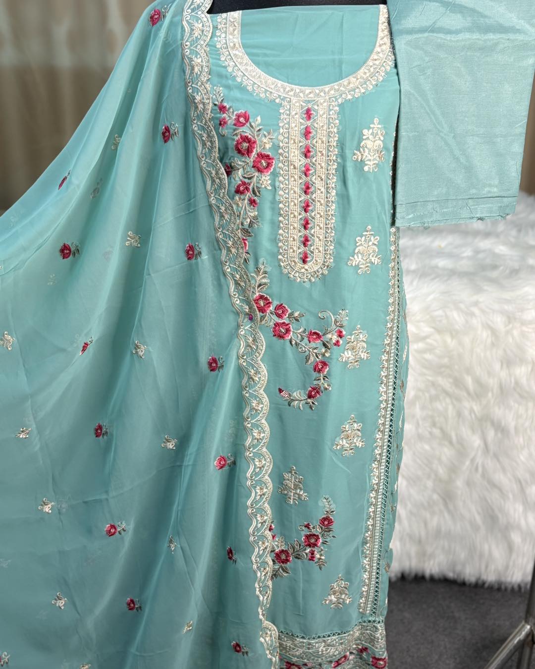 Chiffon Embroidered Collection (Blue)