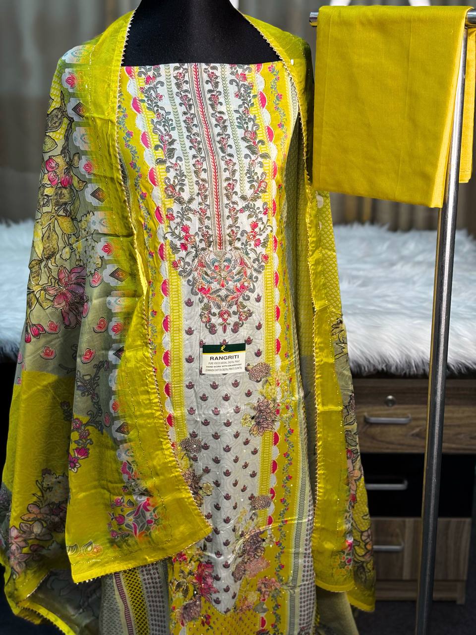 Indian silk embroidered unstitch dress