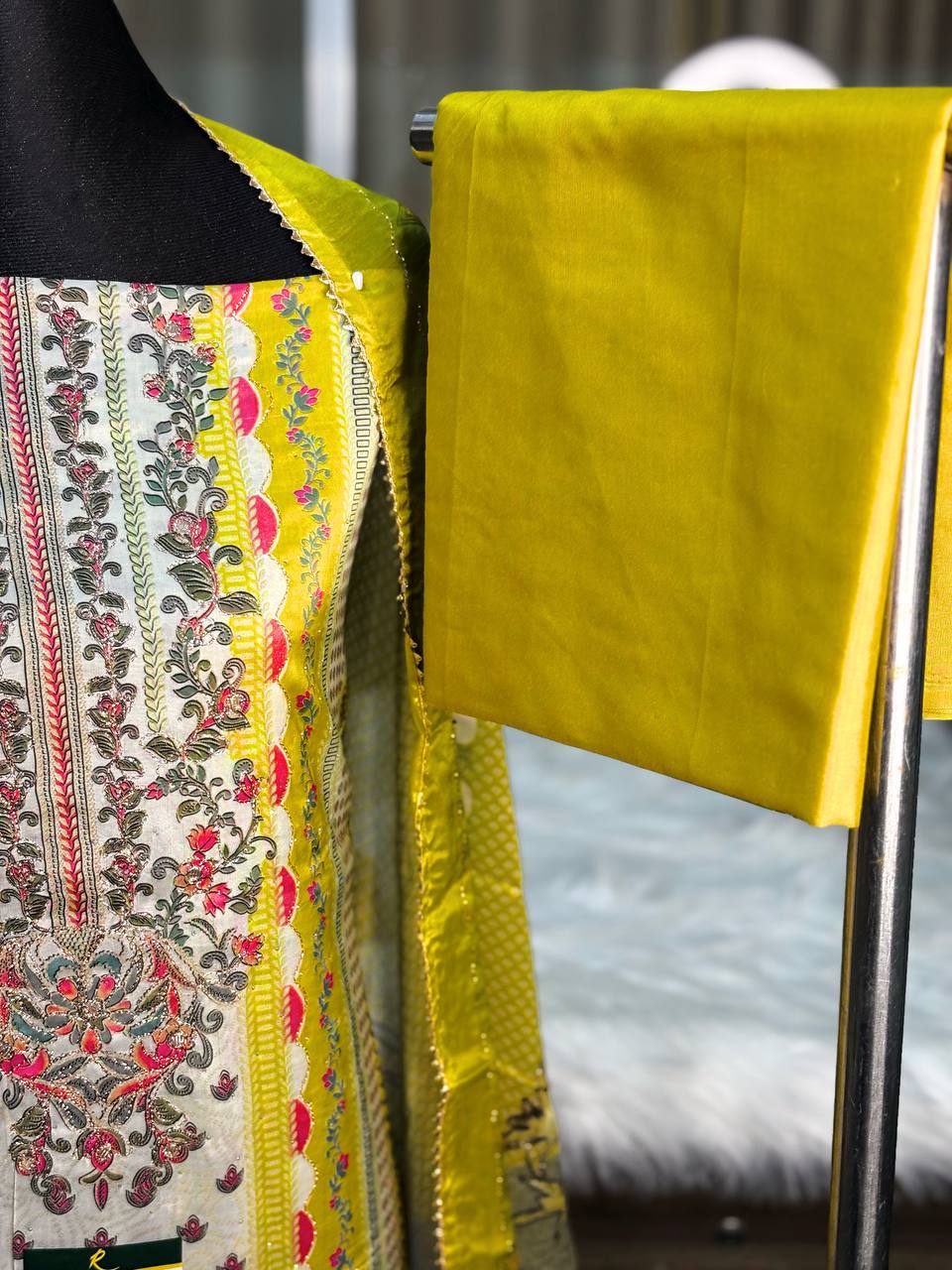 Indian silk embroidered unstitch dress