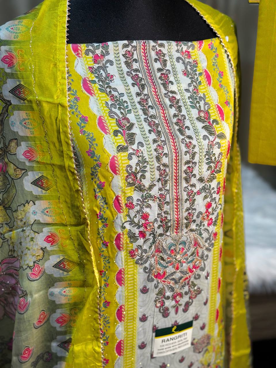 Indian silk embroidered unstitch dress