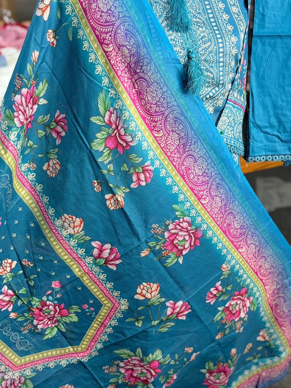 Kota printed stitch 3 piece (Blue)