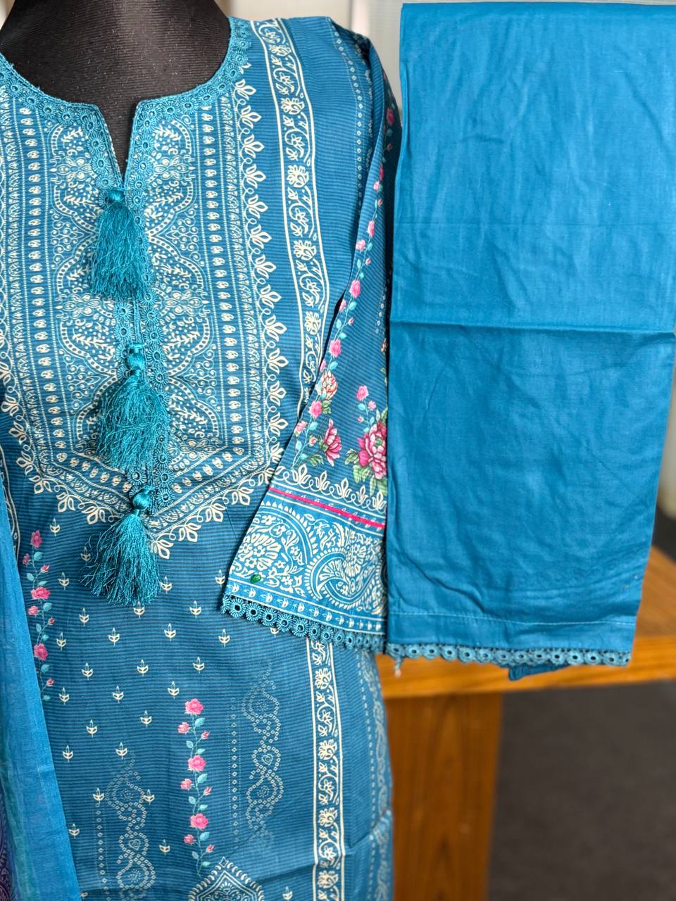 Kota printed stitch 3 piece (Blue)