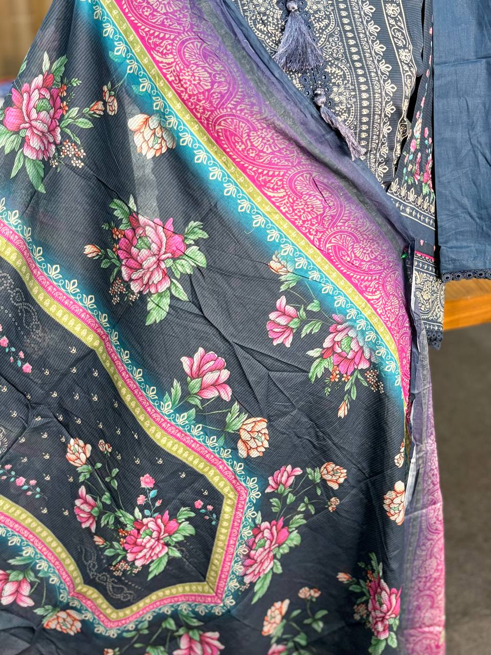 Kota printed stitch 3 piece (Navy)