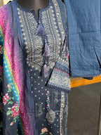 Kota printed stitch 3 piece (Navy)