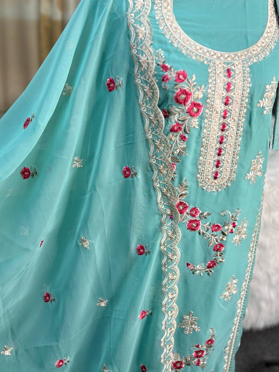 Chiffon Embroidered Collection (Blue)