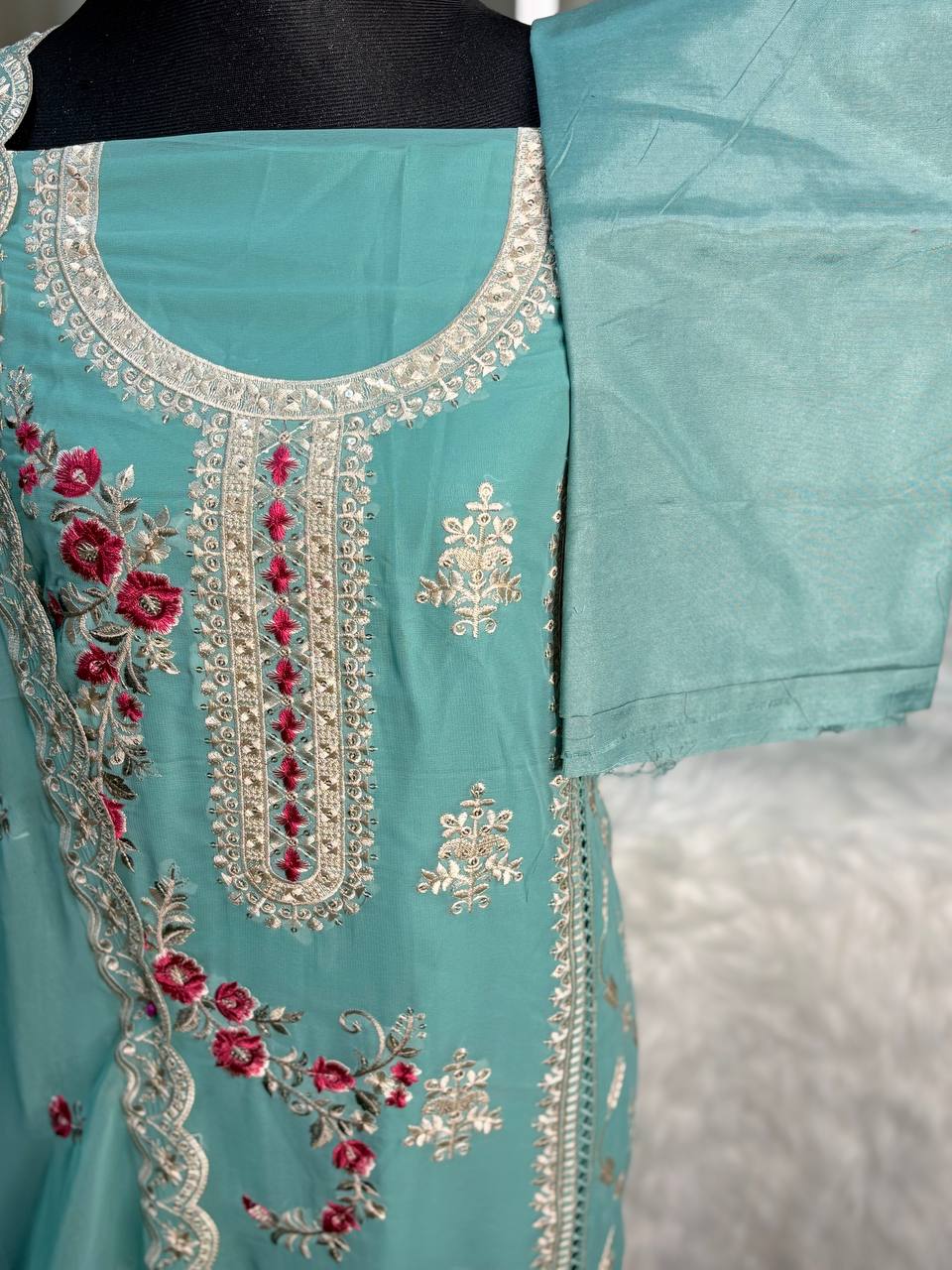 Chiffon Embroidered Collection (Blue)