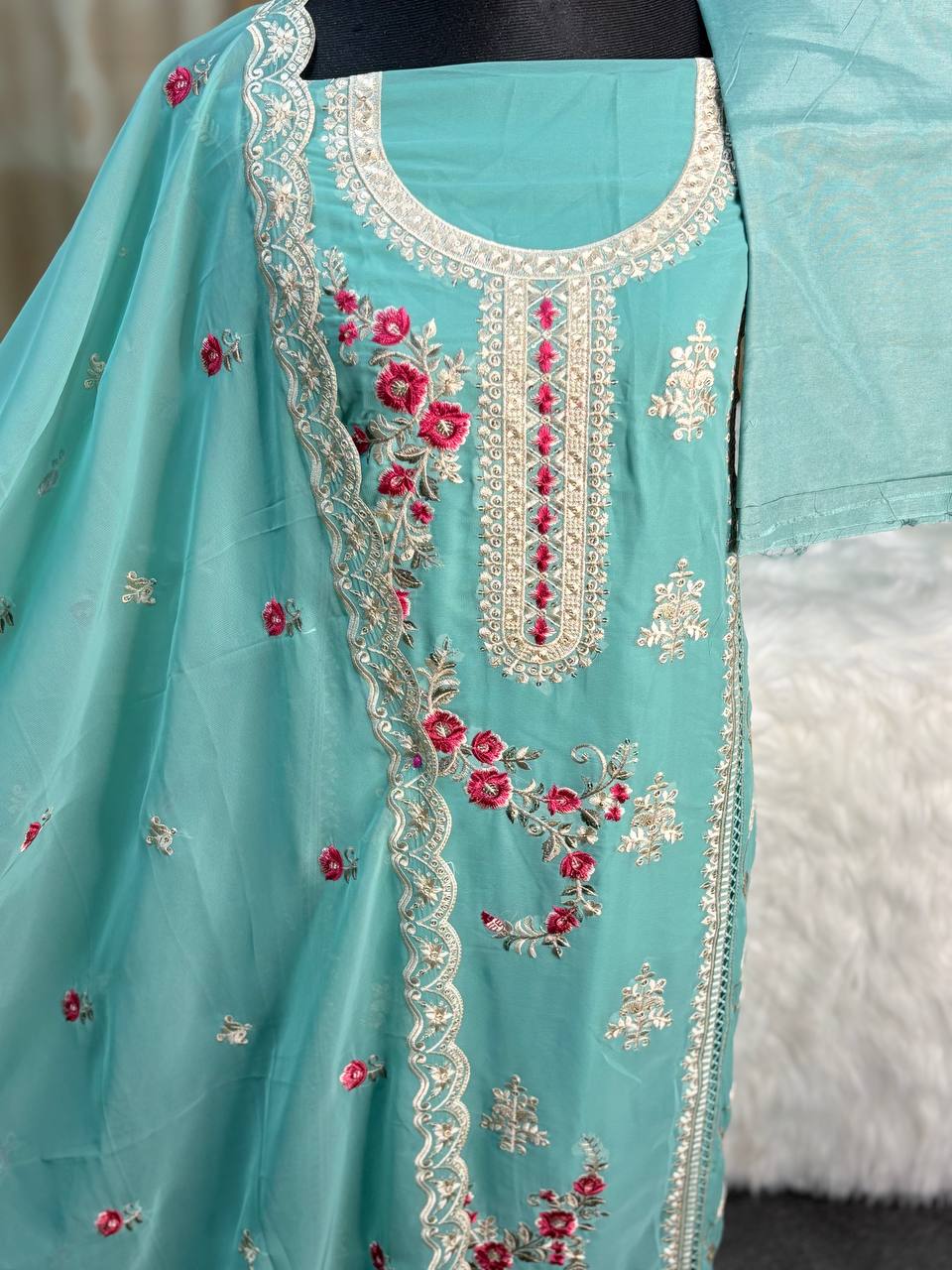 Chiffon Embroidered Collection (Blue)