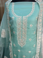 Maslin Embroidered Unstitch 4 Piece (Ocean Blue)