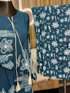 Digital Printed Jorjet Co-ord Set (Flower Navy & White)