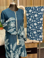 Digital Printed Jorjet Co-ord Set (Flower Navy & White)