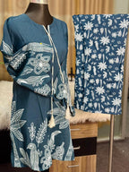 Digital Printed Jorjet Co-ord Set (Flower Navy & White)