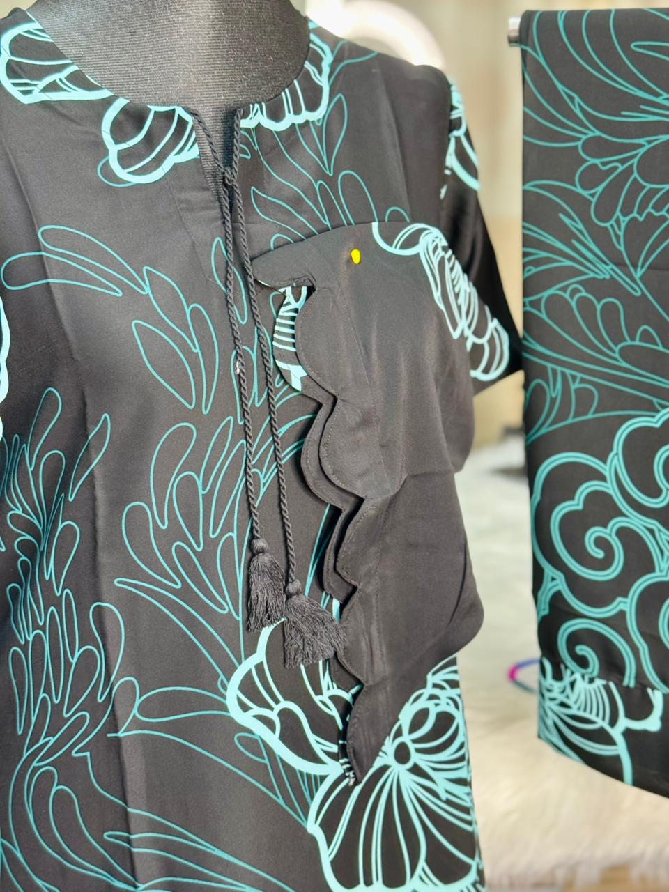 Digital Printed Jorjet Co-ord Set (Minty Black)