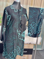 Digital Printed Jorjet Co-ord Set (Minty Black)