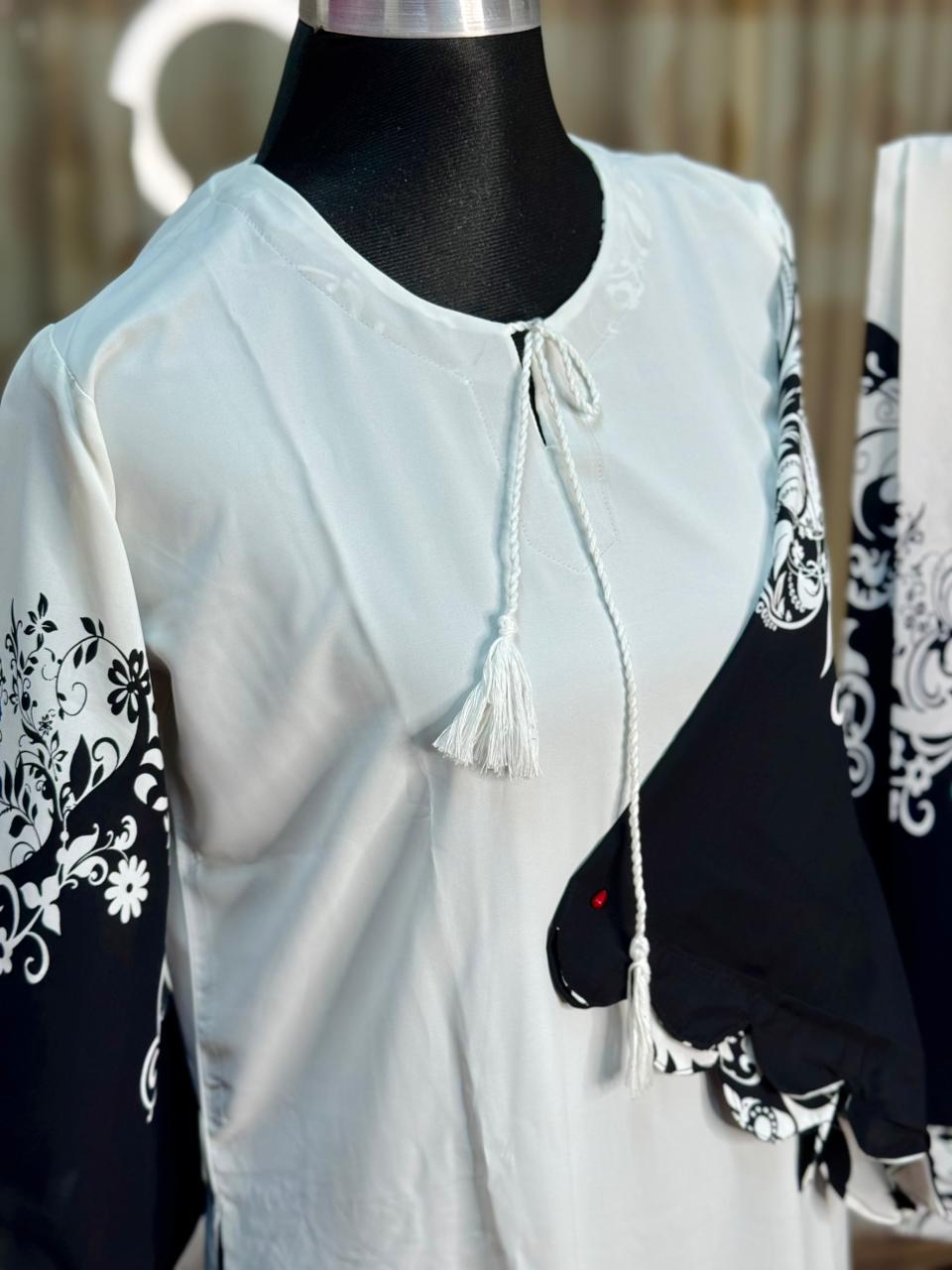 Digital Printed Jorjet Co-ord Set (Flower B&W)