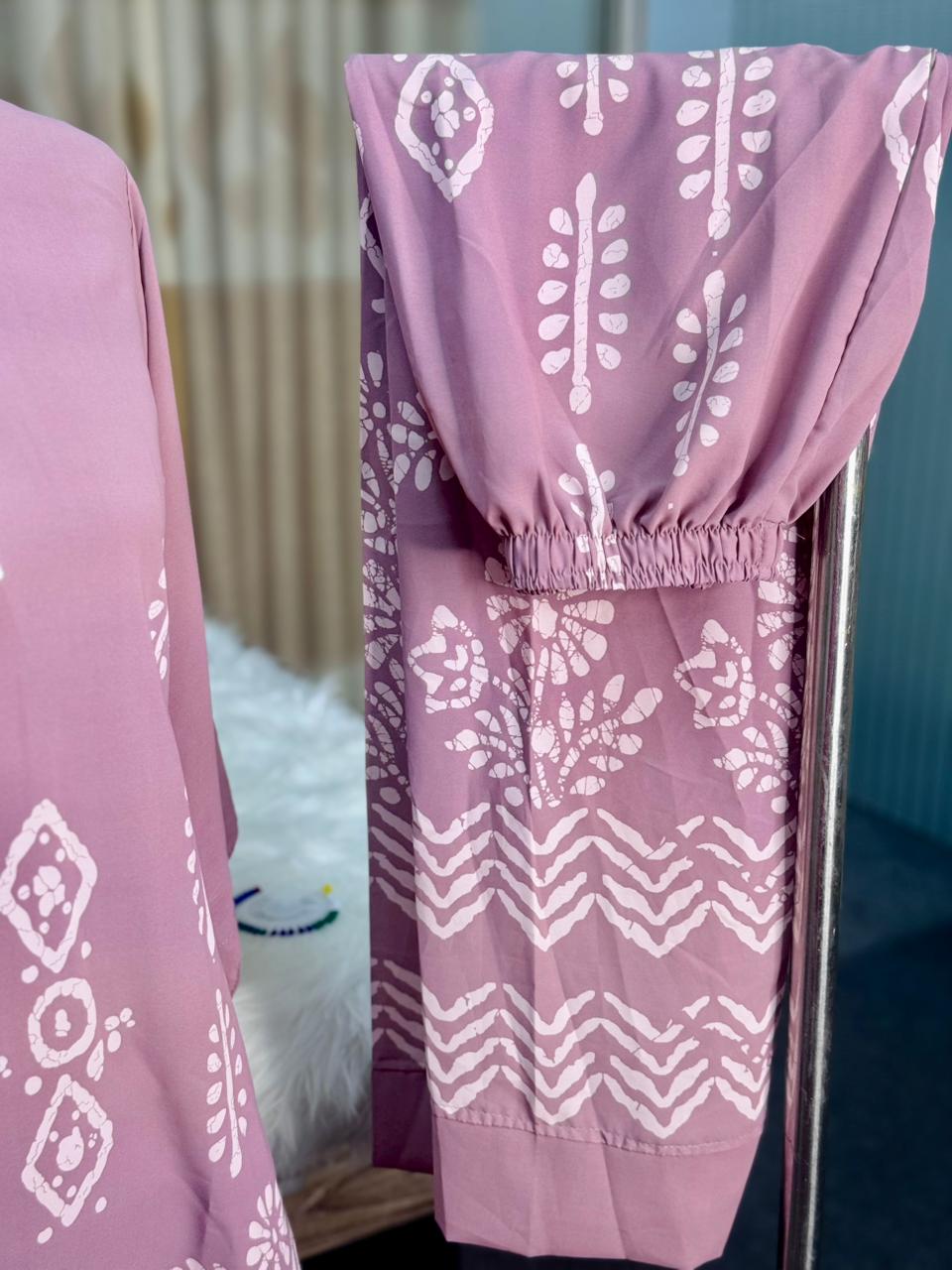 Batik Printed Jorjet Co-ord Set (Peachy Pink)