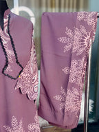 Neck Embroidery Co-ord Set (Purple)