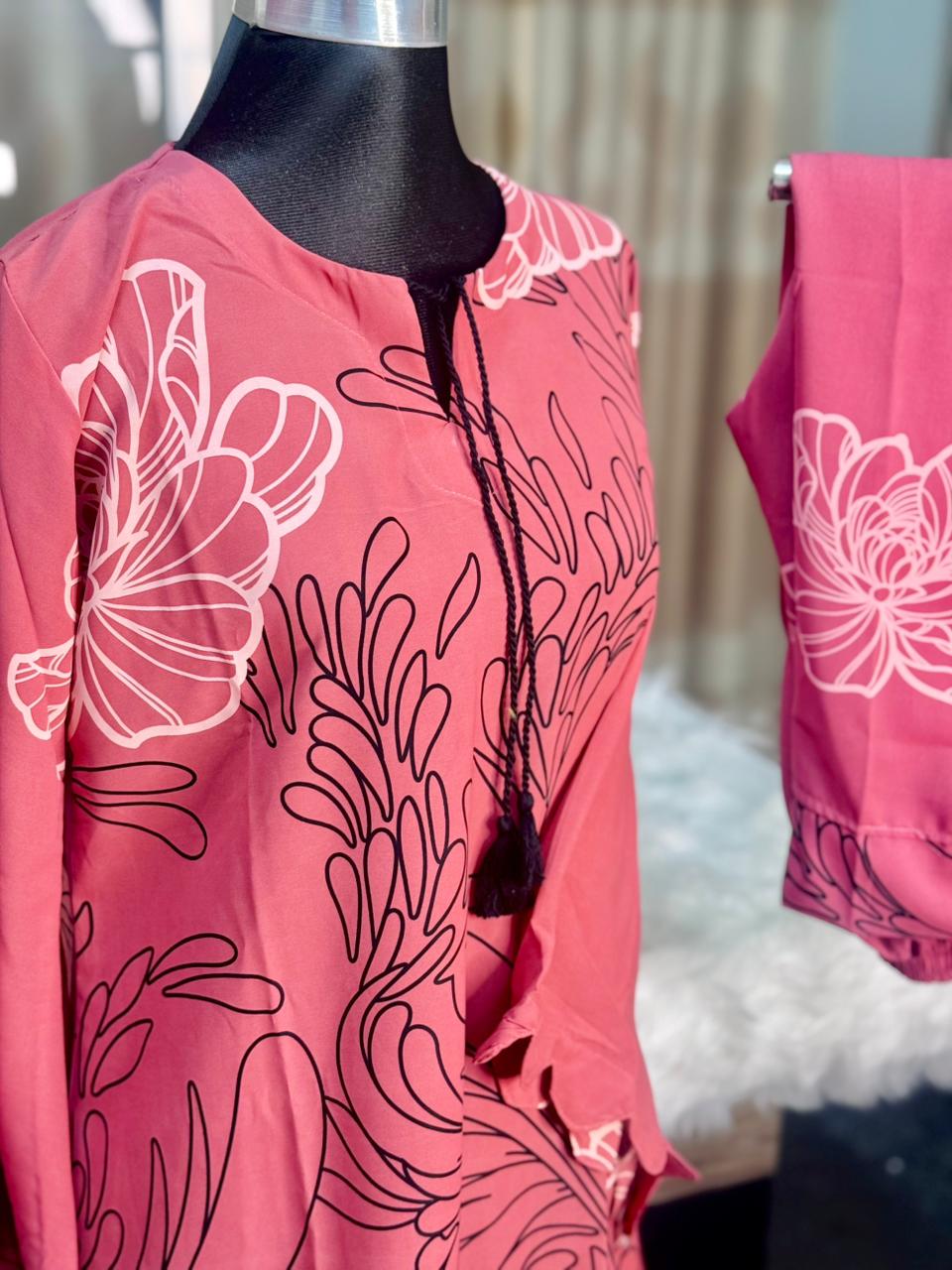 Dubai Cherry Jorjet Co-ord Set (Pink)