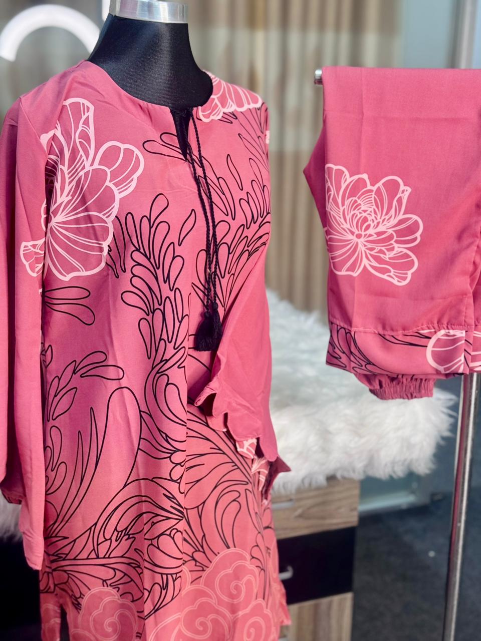 Dubai Cherry Jorjet Co-ord Set (Pink)