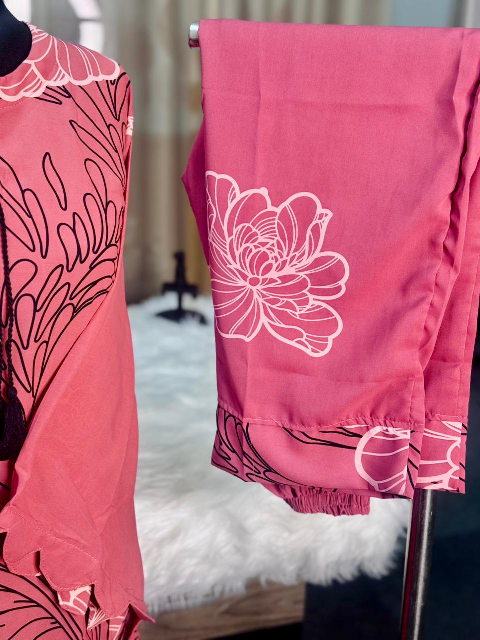 Dubai Cherry Jorjet Co-ord Set (Pink)