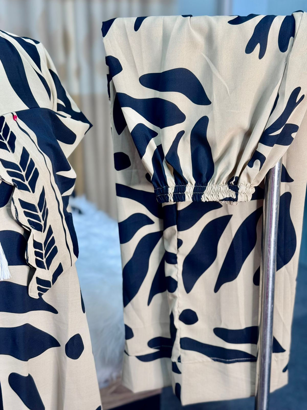 Digital Printed Jorjet Co-ord Set (Flowery B&W)