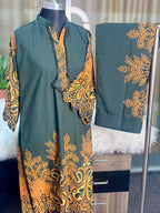 Neck Embroidery Co-ord Set (Sea Green)