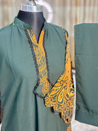 Neck Embroidery Co-ord Set (Sea Green)