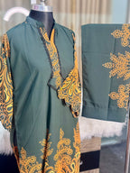 Neck Embroidery Co-ord Set (Sea Green)