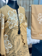 Digital Printed Jorjet Co-ord Set (Flowery Beige)