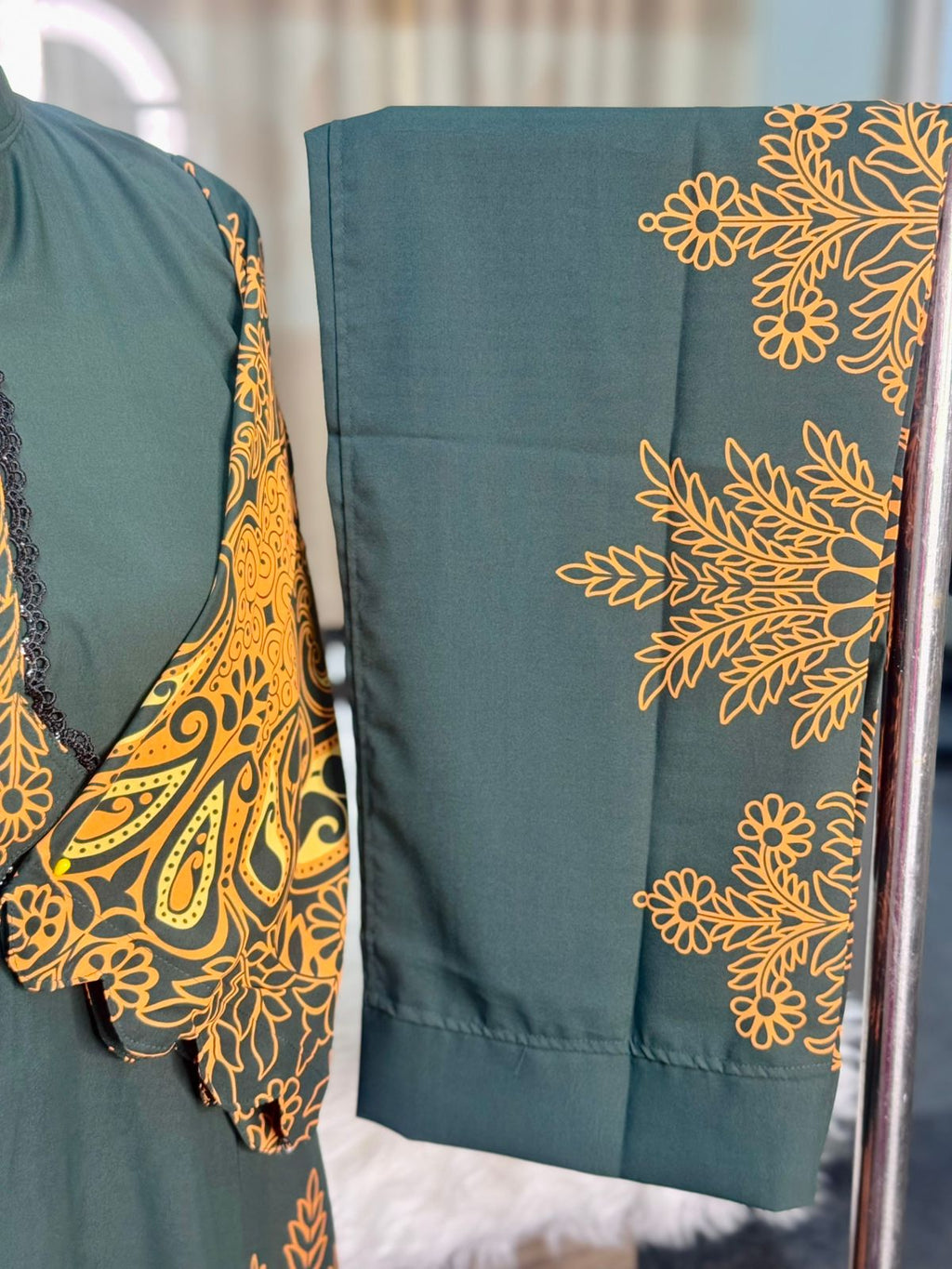 Neck Embroidery Co-ord Set (Sea Green)