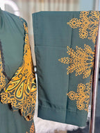 Neck Embroidery Co-ord Set (Sea Green)