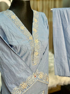 Cotton Embroidery Co-Ord Set (Grey)