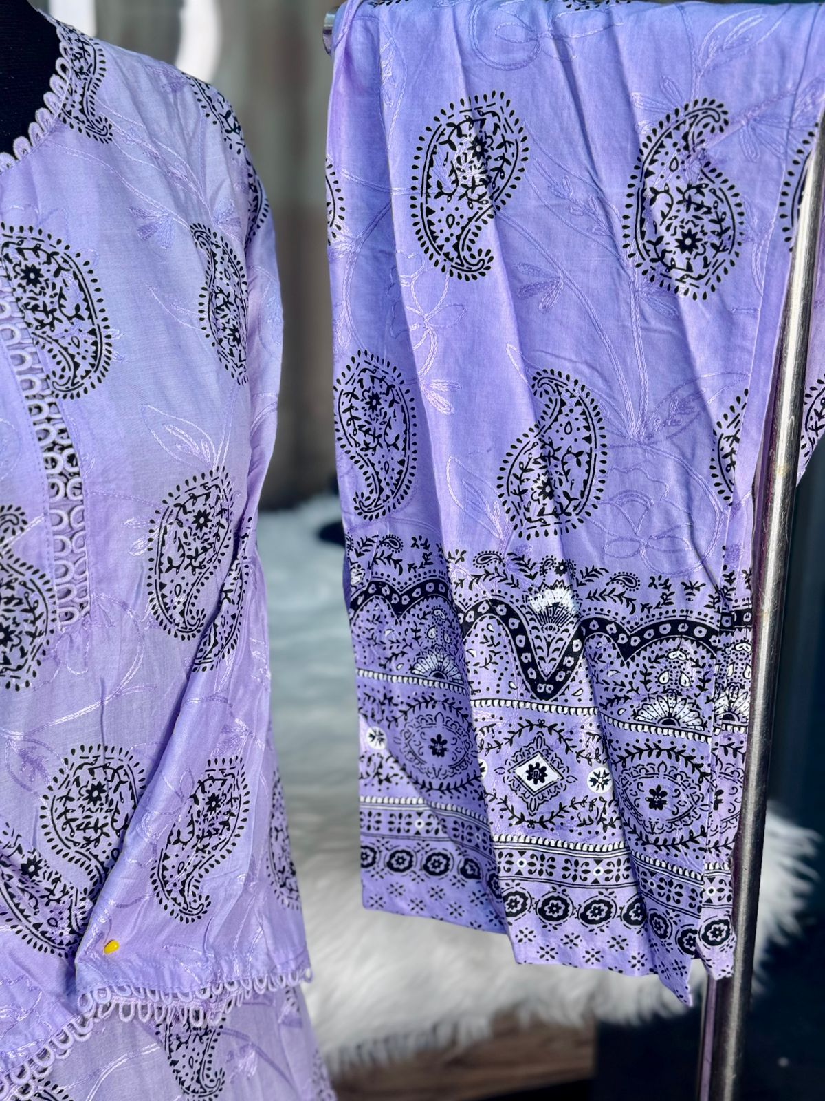 Block Printed Co-Ord Set (Levender)