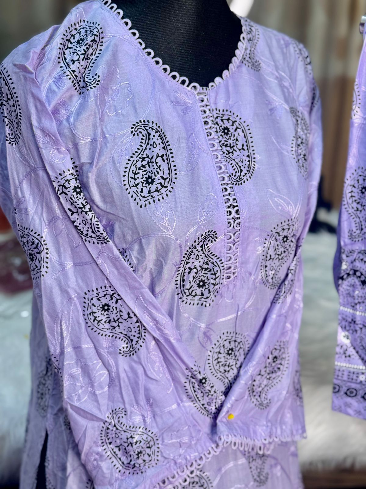 Block Printed Co-Ord Set (Levender)