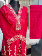 Cotton Embroidery Co-Ord Set (Red)