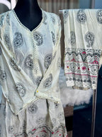 Block Printed Co-Ord Set (White)