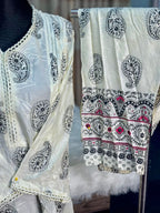 Block Printed Co-Ord Set (White)