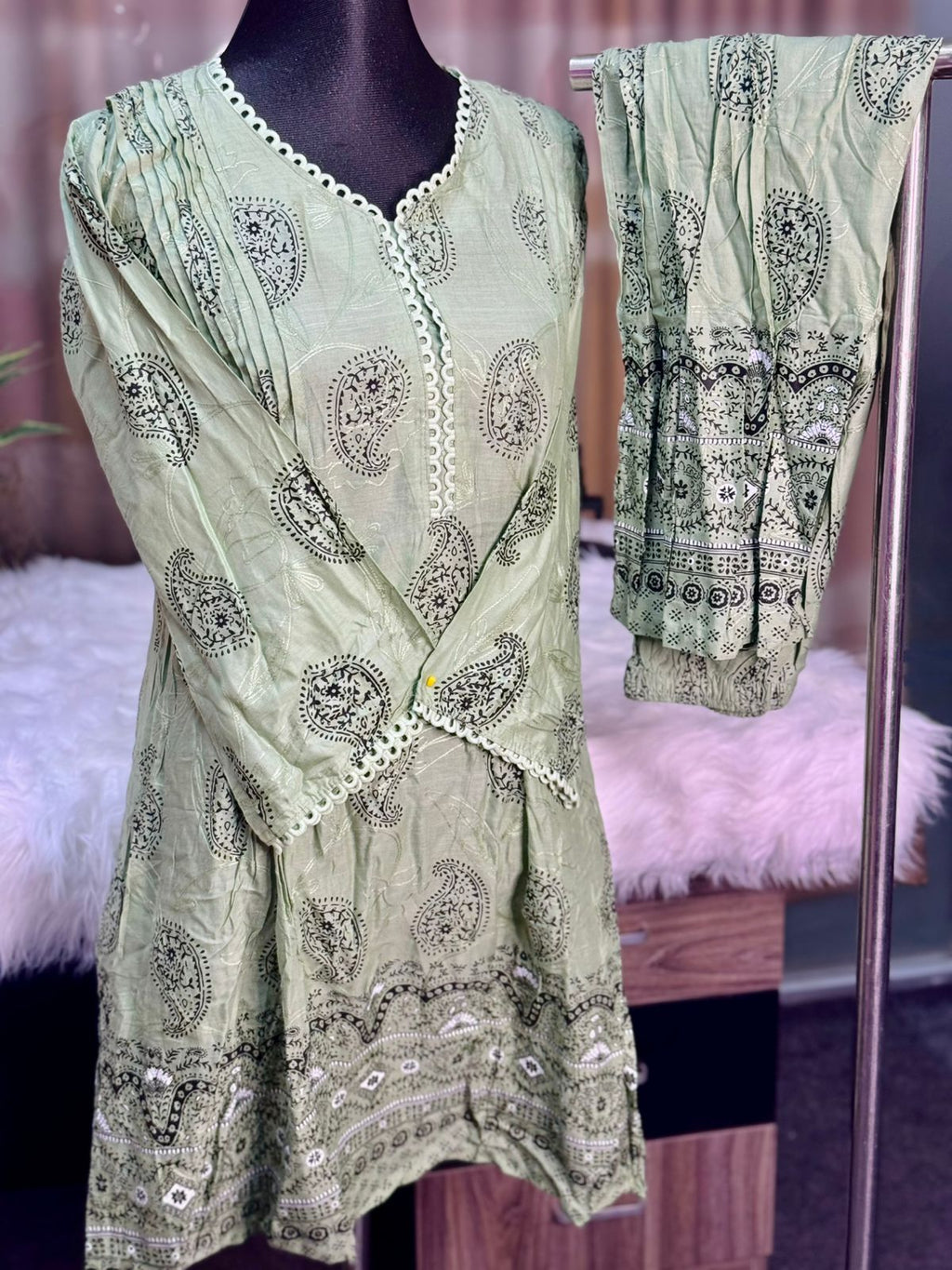 Block Printed Co-Ord Set (Mint)