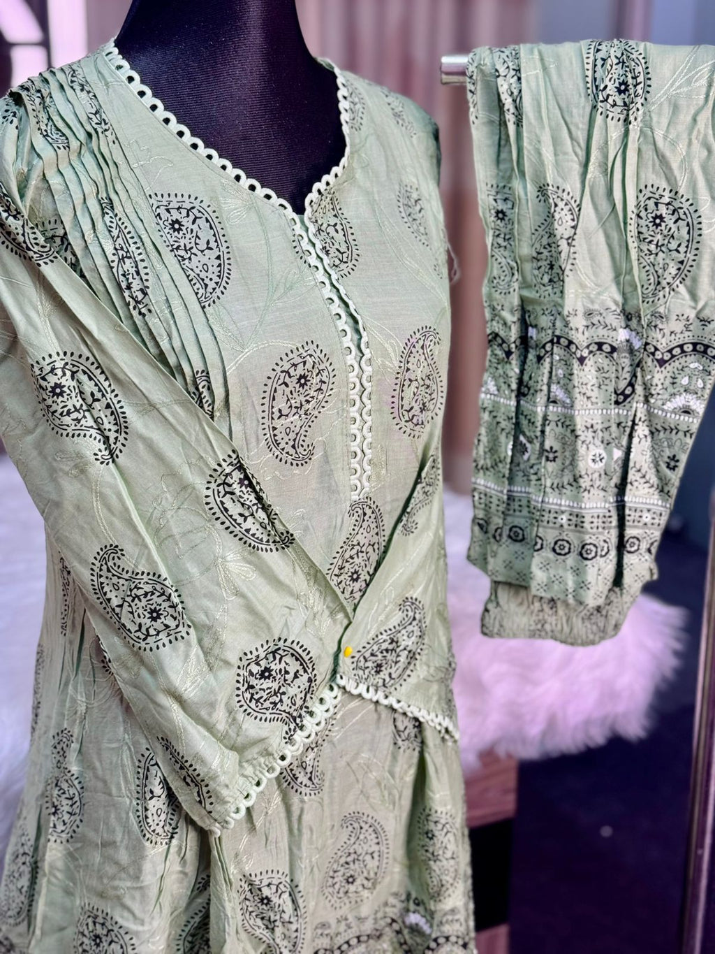 Block Printed Co-Ord Set (Mint)