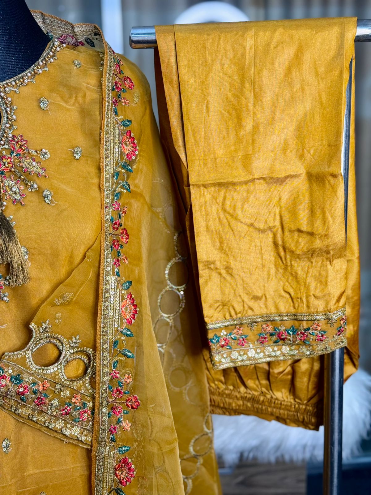 Pakistani Inspired Sadabahar 3 Piece (Mustard)