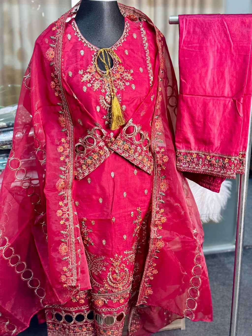 Pakistani Inspired Sadabahar 3 Piece (Red)