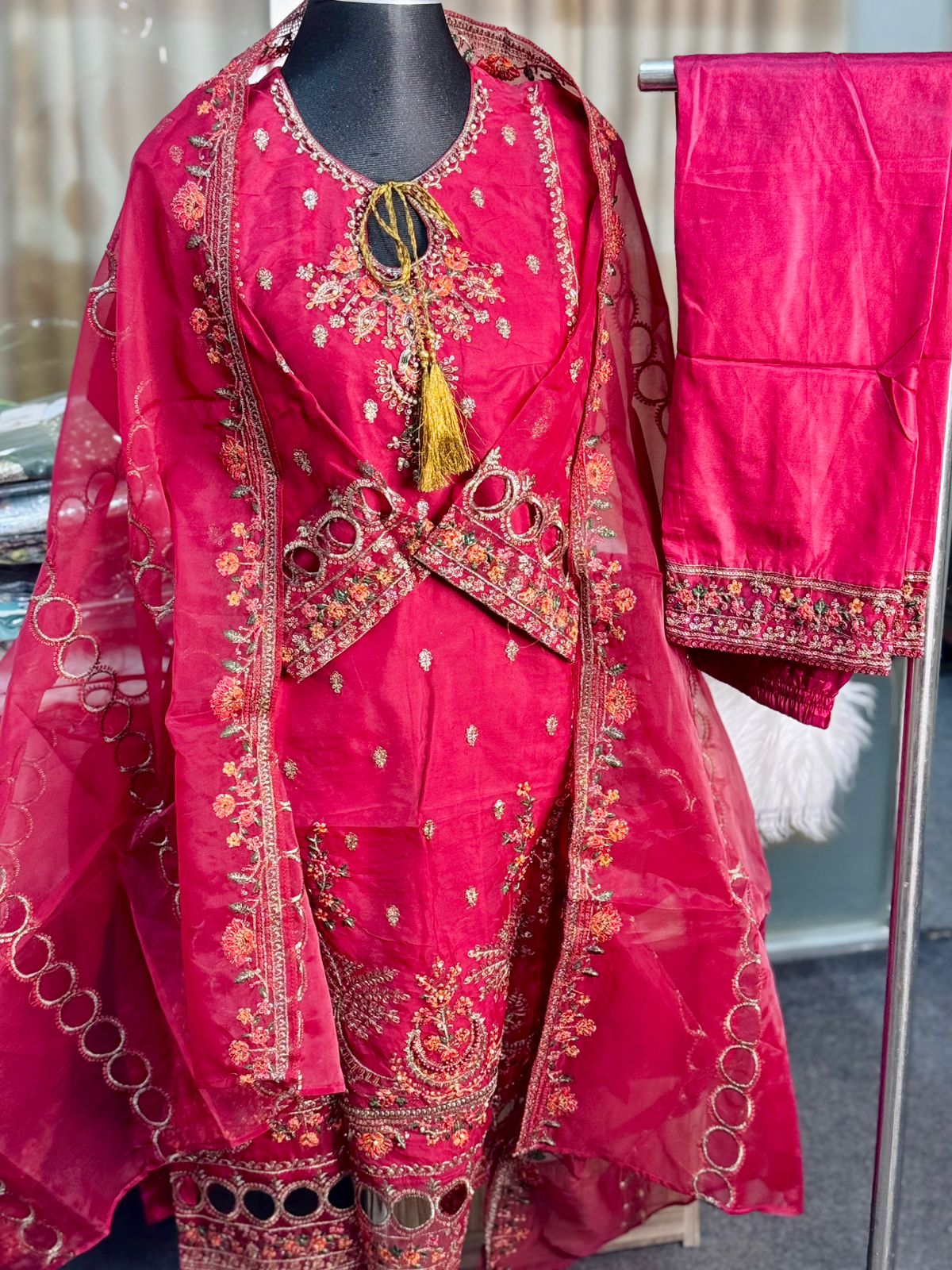 Pakistani Inspired Sadabahar 3 Piece (Red)