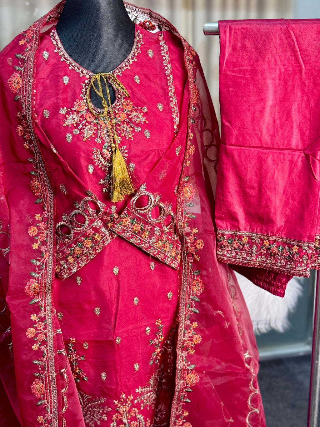 Pakistani Inspired Sadabahar 3 Piece (Red)