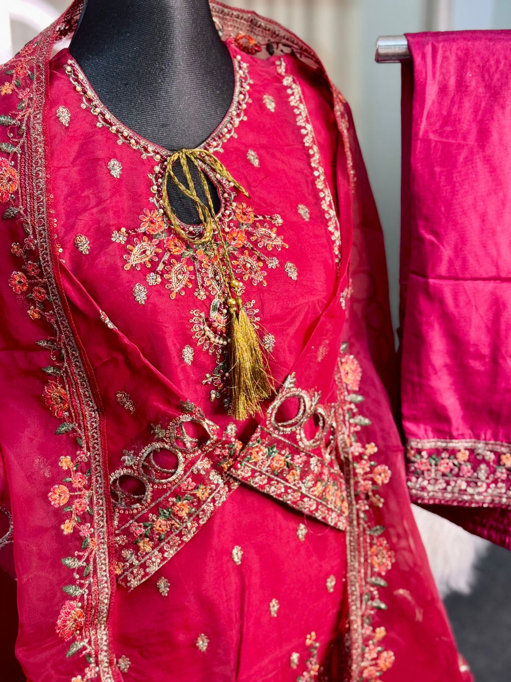 Pakistani Inspired Sadabahar 3 Piece (Red)