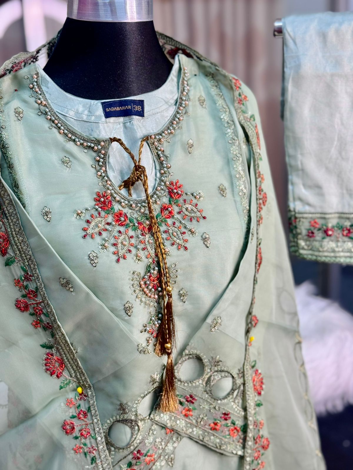 Pakistani Inspired Sadabahar 3 Piece (Light Green)