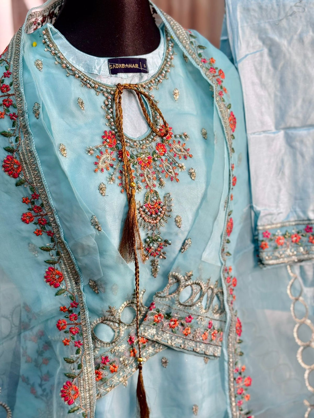 Pakistani Inspired Sadabahar 3 Piece (Baby Blue)
