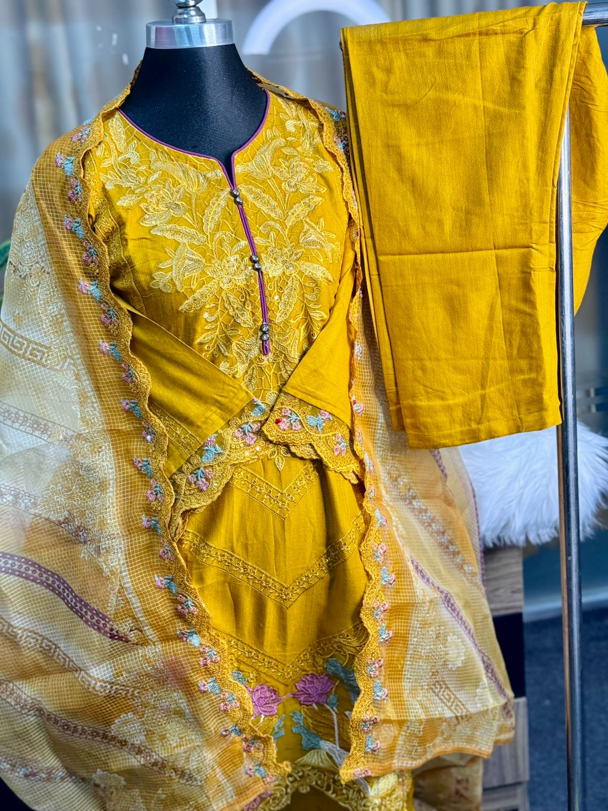 Embroidery Cotton 3 Piece (Mustard)