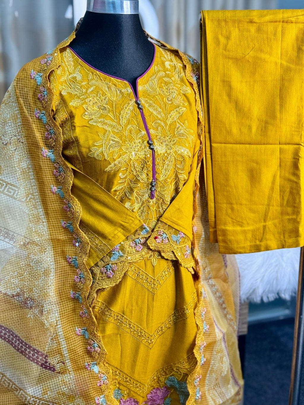 Embroidery Cotton 3 Piece (Mustard)
