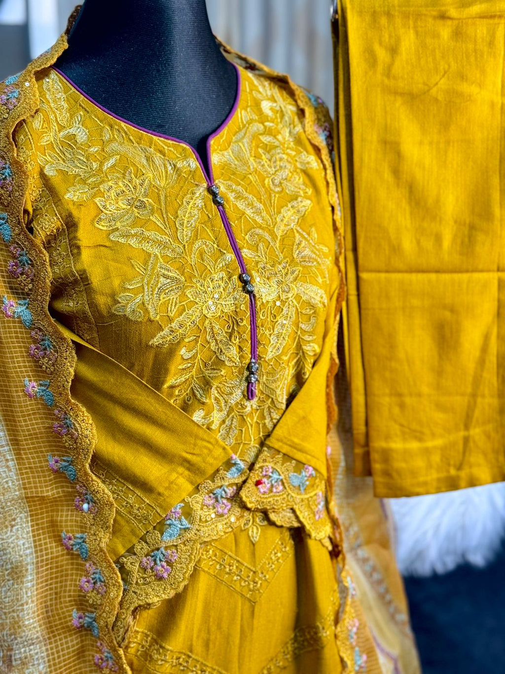 Embroidery Cotton 3 Piece (Mustard)